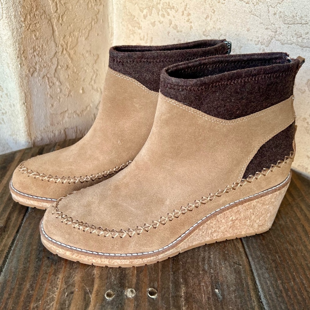 Pendleton Leather & Wool Wedge Brown Boots